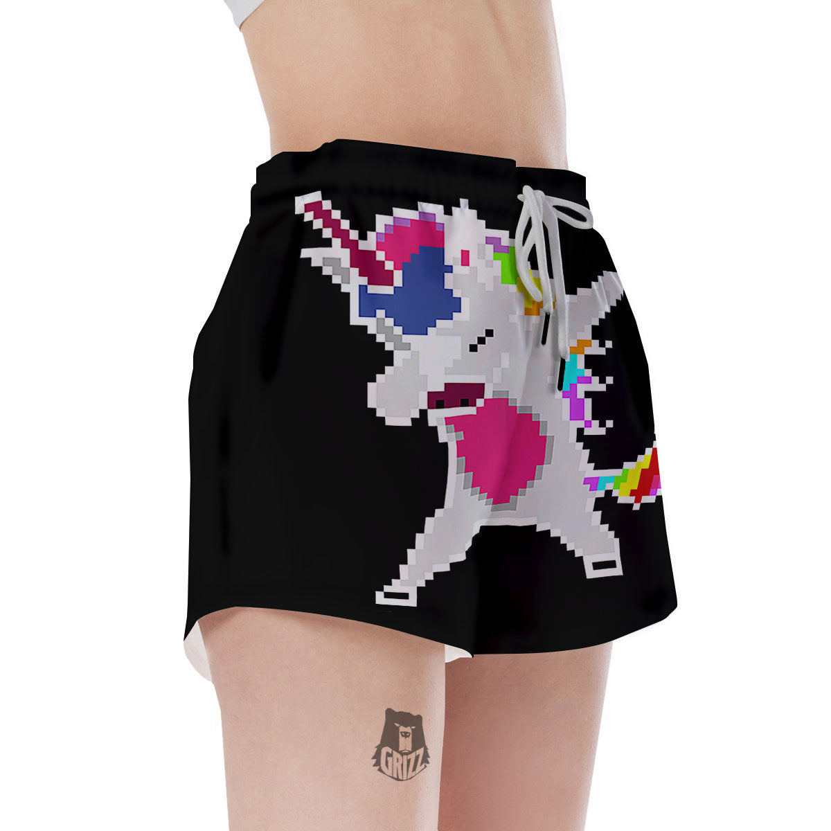 Unicorn 8-Bit Pixel Print Women's Shorts-grizzshop