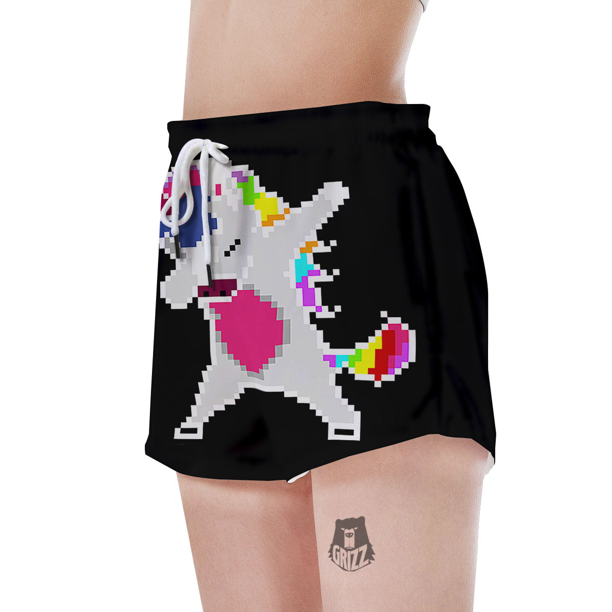 Unicorn 8-Bit Pixel Print Women's Shorts-grizzshop