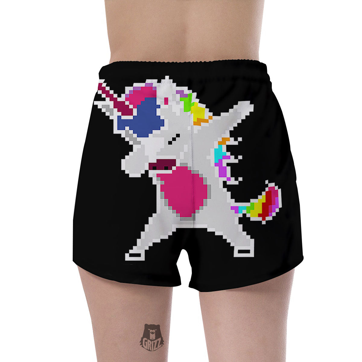 Unicorn 8-Bit Pixel Print Women's Shorts-grizzshop