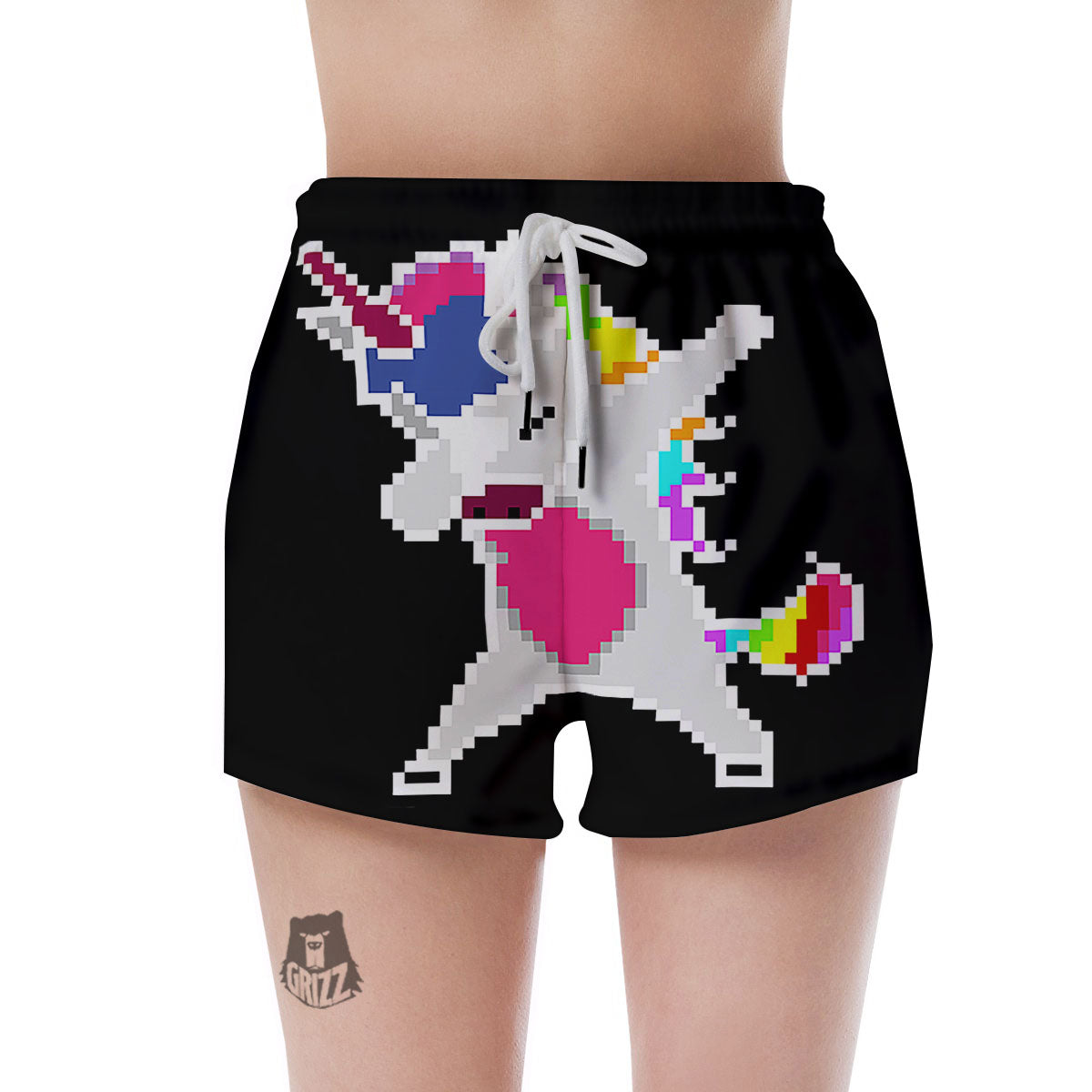 Unicorn 8-Bit Pixel Print Women's Shorts-grizzshop