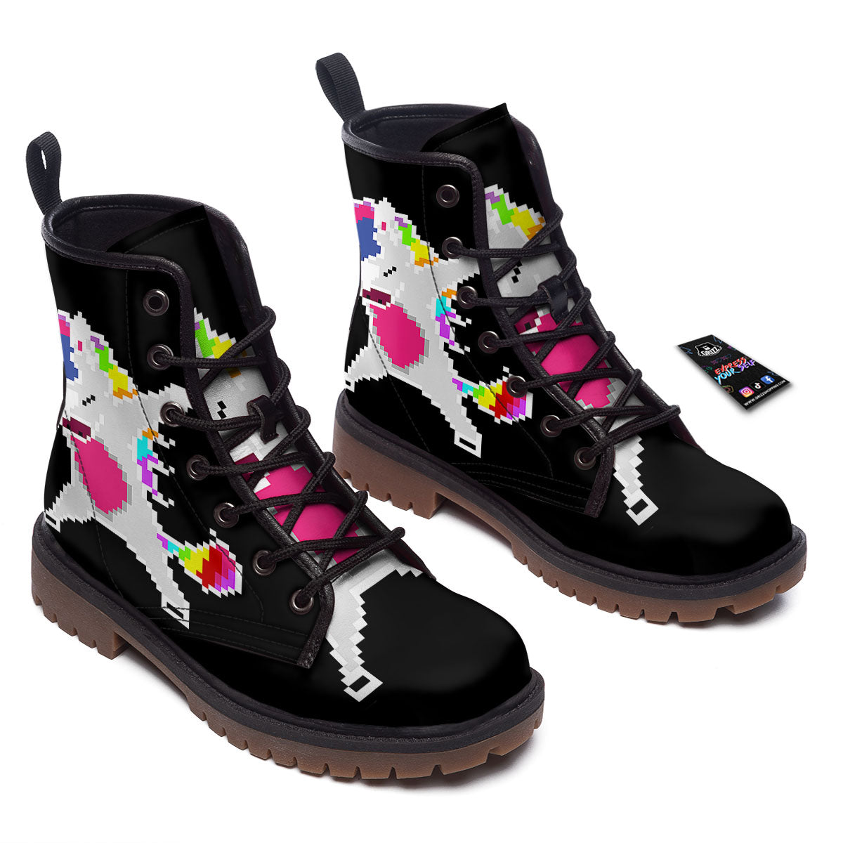 Unicorn 8-Bit Pixel Print Work Boots-grizzshop