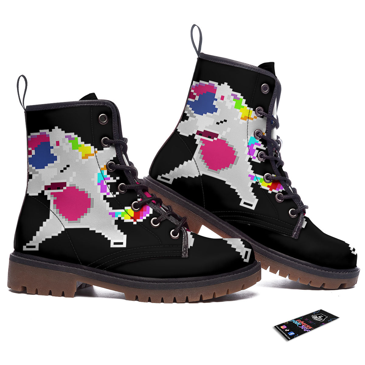 Unicorn 8-Bit Pixel Print Work Boots-grizzshop