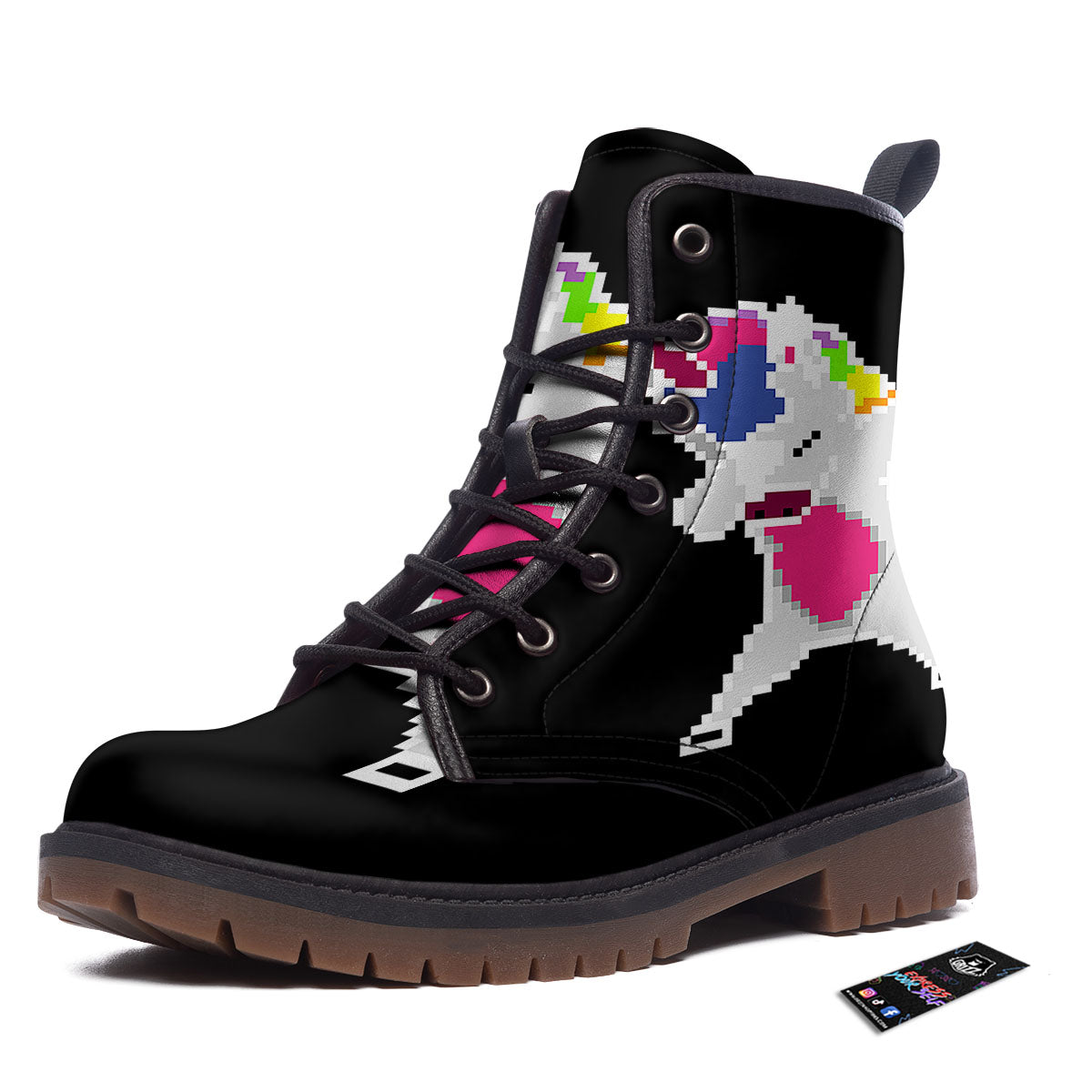Unicorn 8-Bit Pixel Print Work Boots-grizzshop