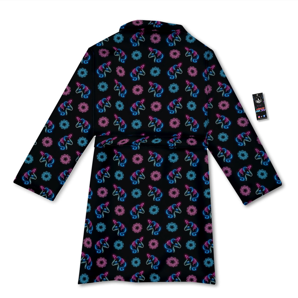 Unicorn Black Girly Print Pattern Bathrobe-grizzshop