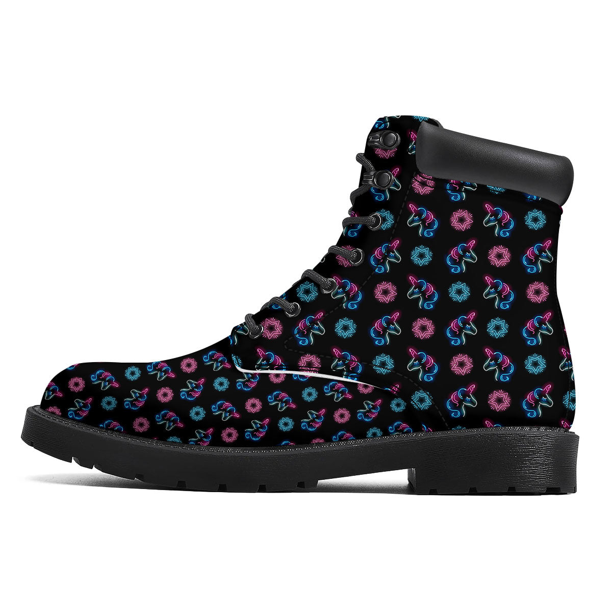 Unicorn Black Girly Print Pattern Boots-grizzshop