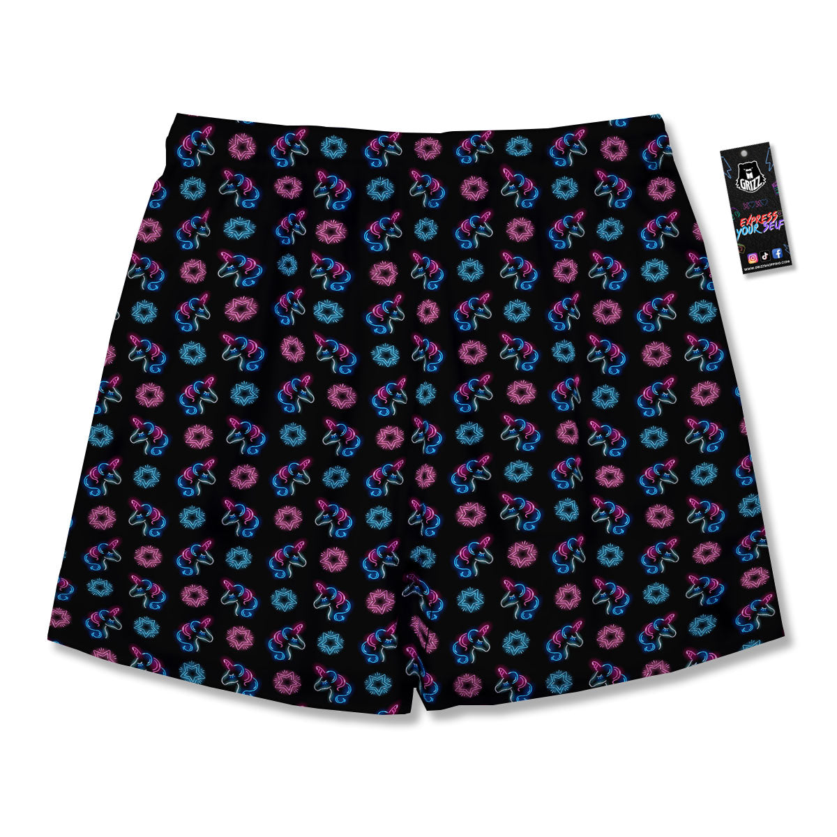 Unicorn Black Girly Print Pattern Men's Running Shorts-grizzshop
