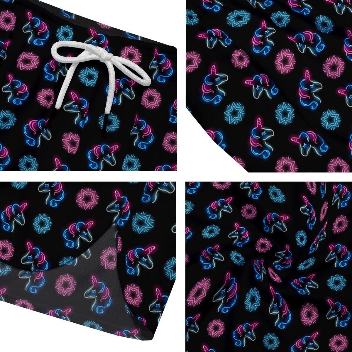 Unicorn Black Girly Print Pattern Men's Running Shorts-grizzshop
