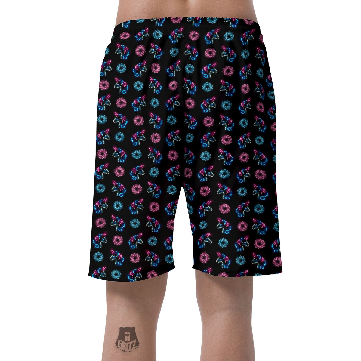 Unicorn Black Girly Print Pattern Men's Shorts-grizzshop