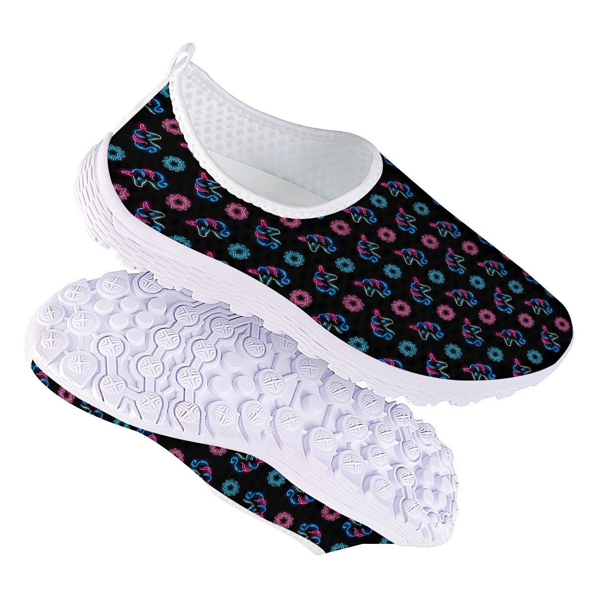 Unicorn Black Girly Print Pattern Nurse Shoes-grizzshop