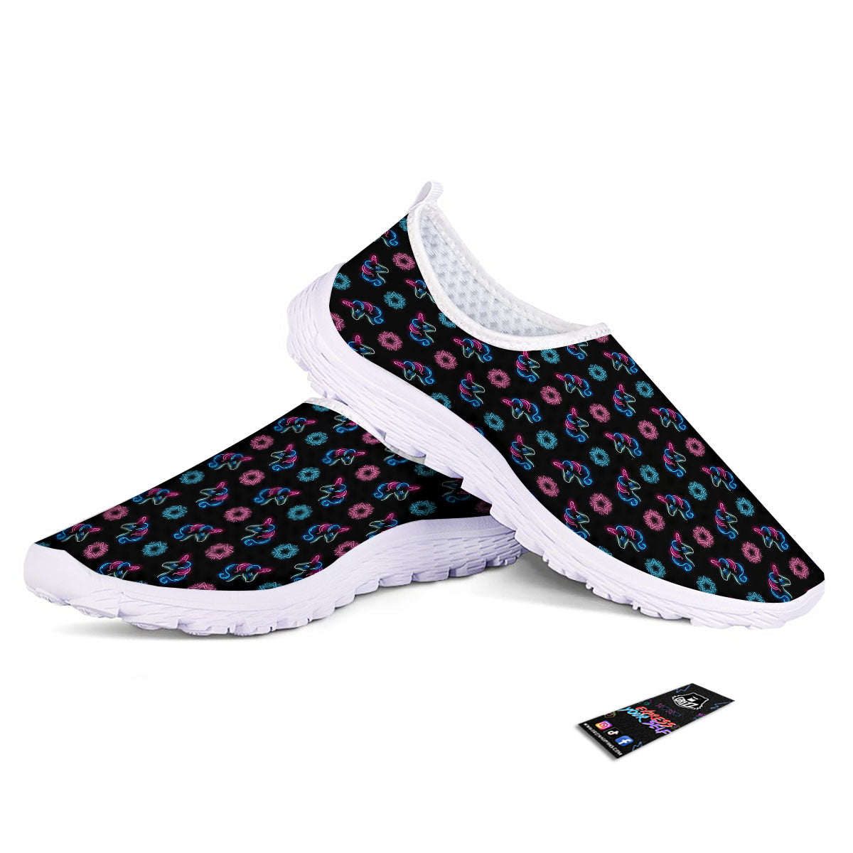 Unicorn Black Girly Print Pattern Nurse Shoes-grizzshop