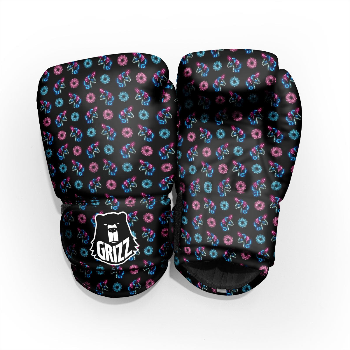 Unicorn Black Girly Print Pattern Pro Boxing Glove