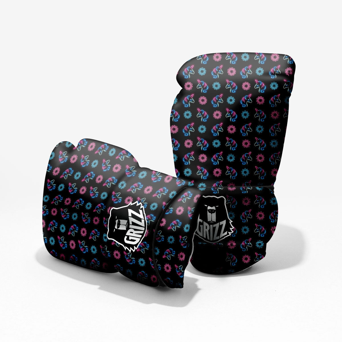 Unicorn Black Girly Print Pattern Pro Boxing Glove
