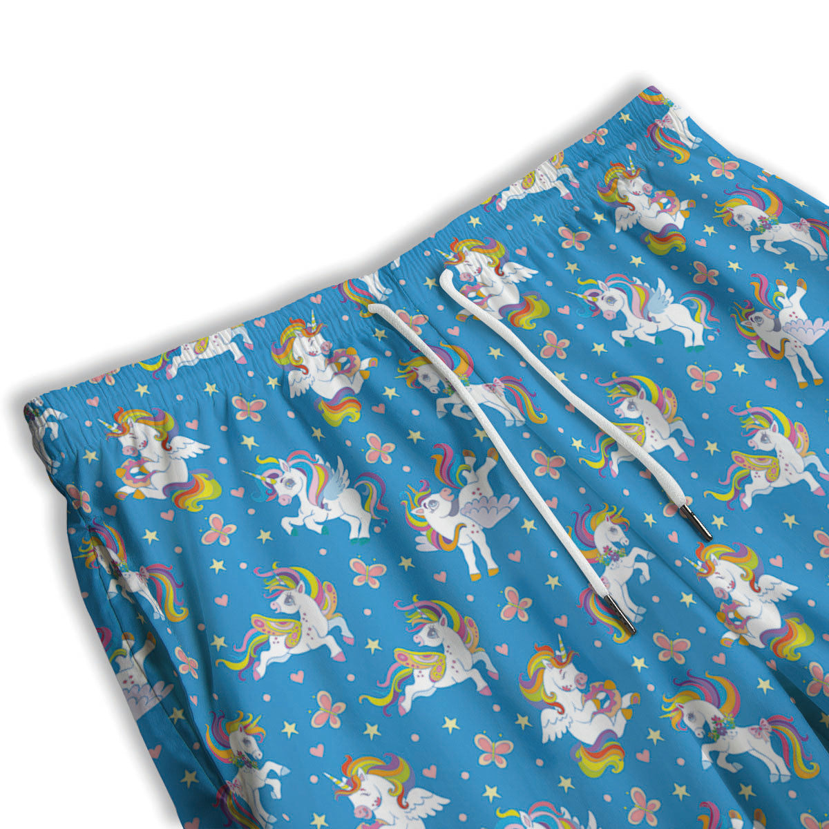 Unicorn Blue Rainbow Print Pattern Men's Athletic Shorts