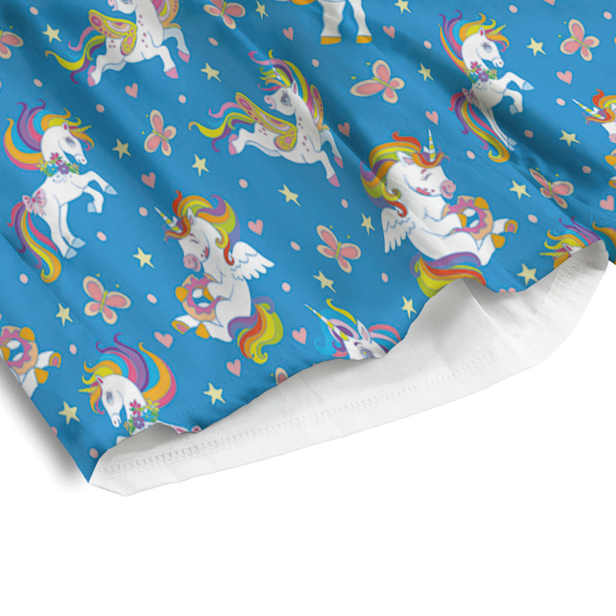 Unicorn Blue Rainbow Print Pattern Men's Athletic Shorts