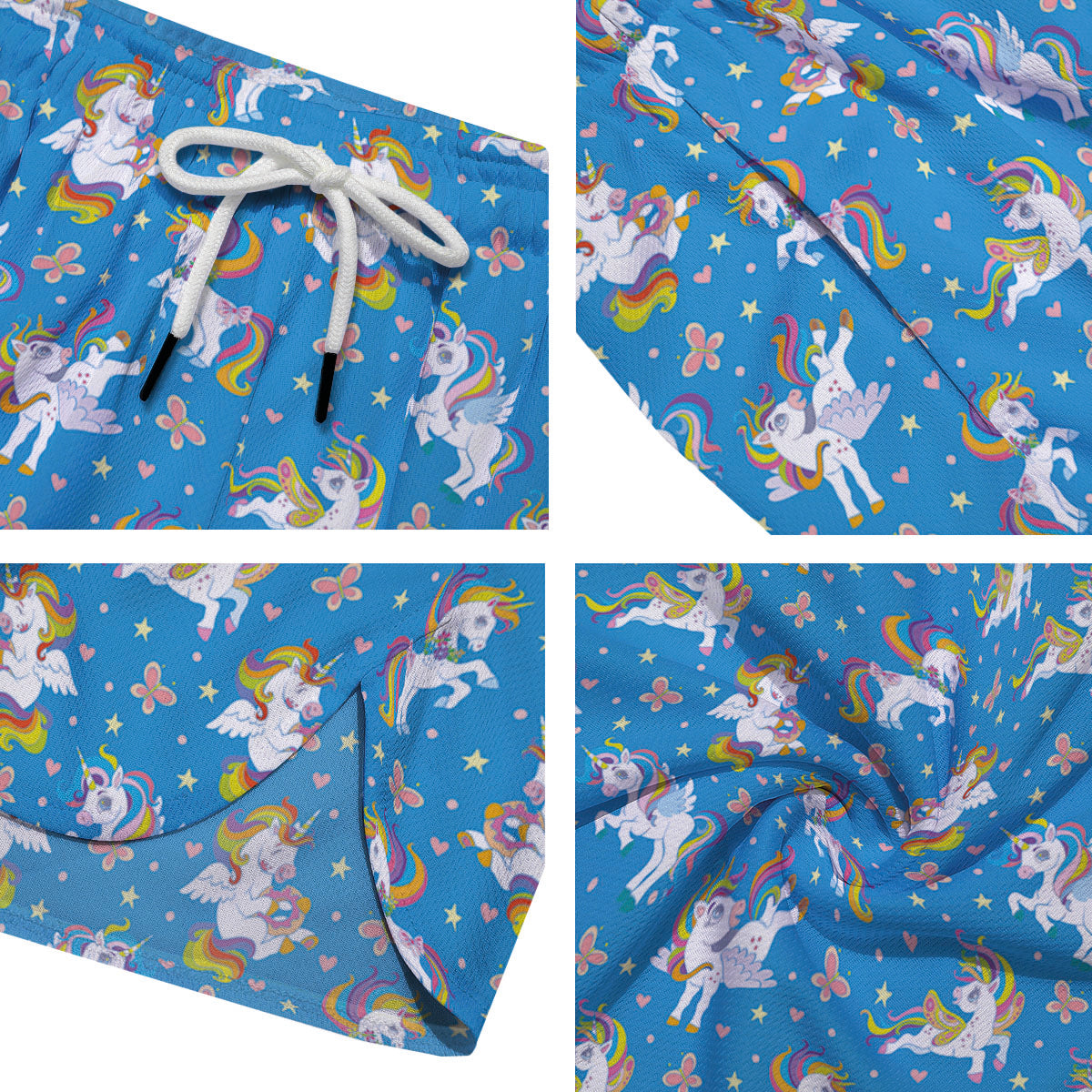 Unicorn Blue Rainbow Print Pattern Men's Running Shorts-grizzshop