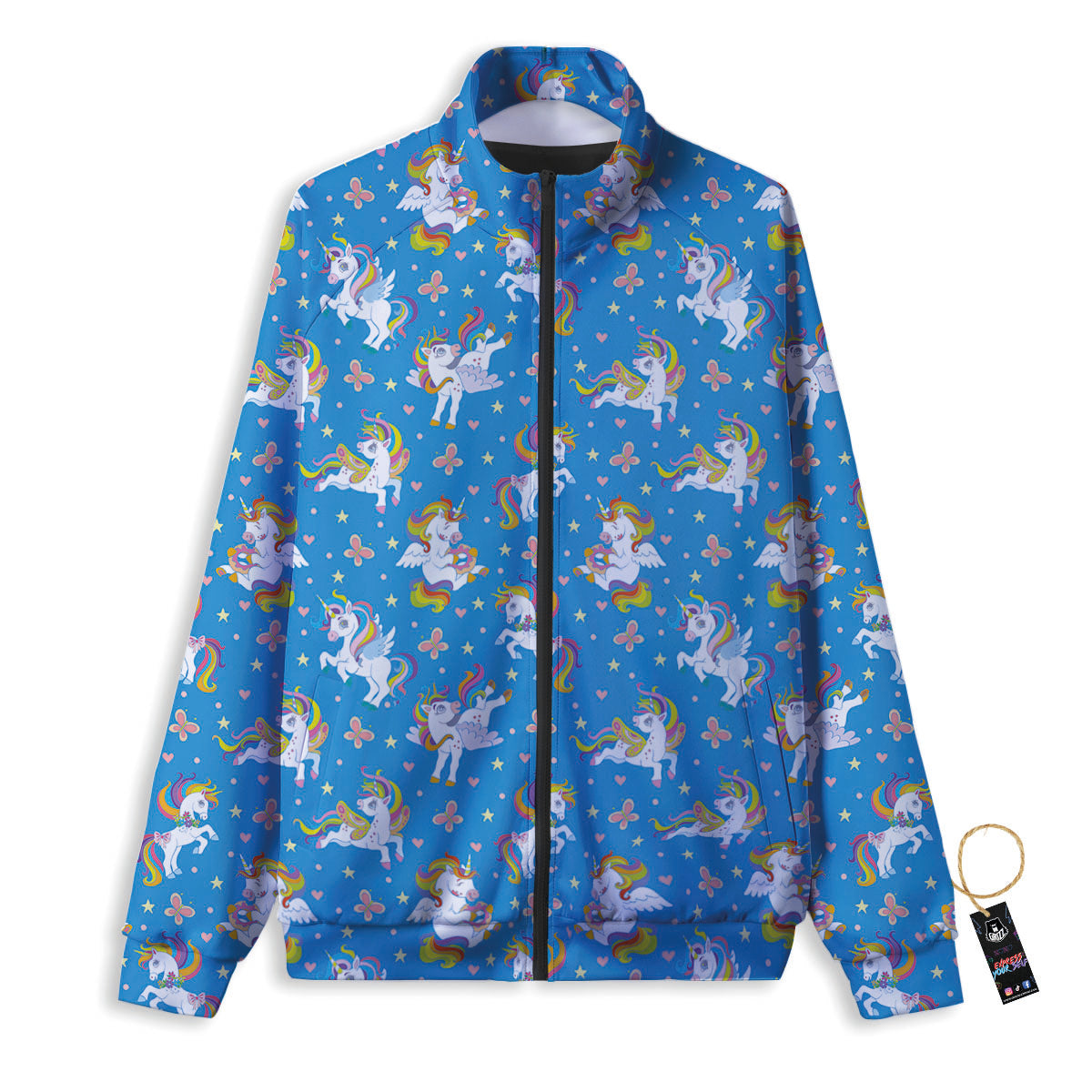 Unicorn Blue Rainbow Print Pattern Track Jacket-grizzshop