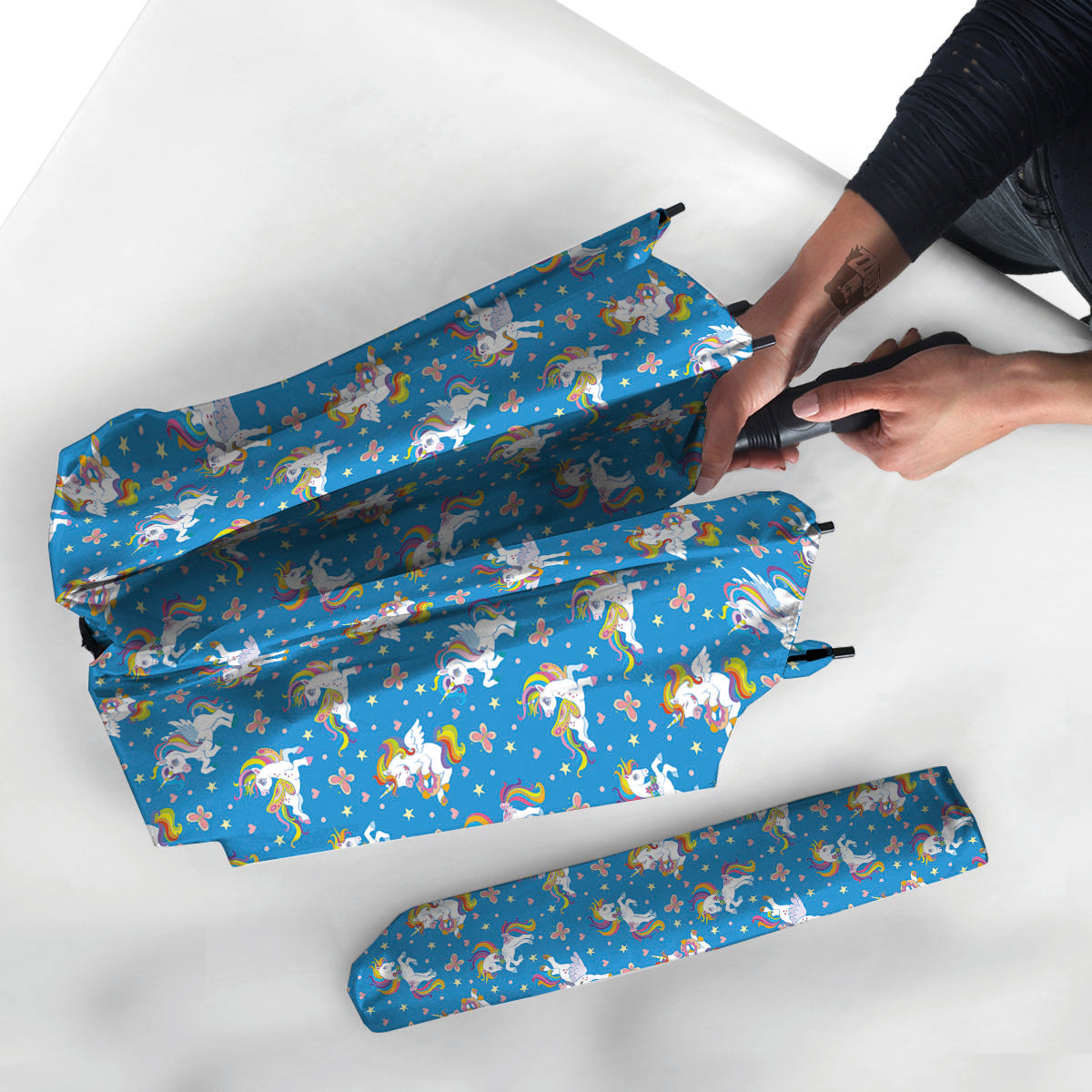 Unicorn Blue Rainbow Print Pattern Umbrella-grizzshop