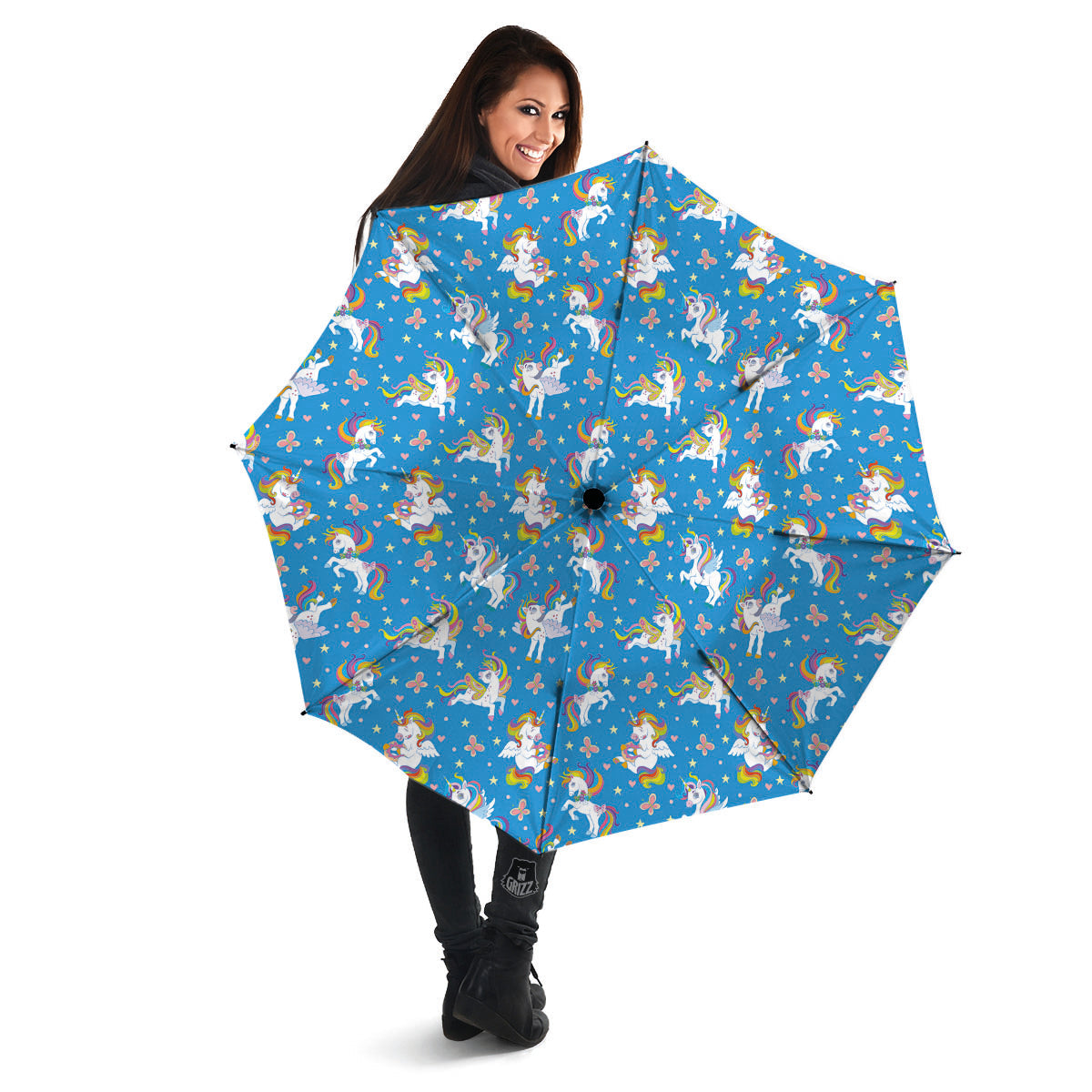 Unicorn Blue Rainbow Print Pattern Umbrella-grizzshop