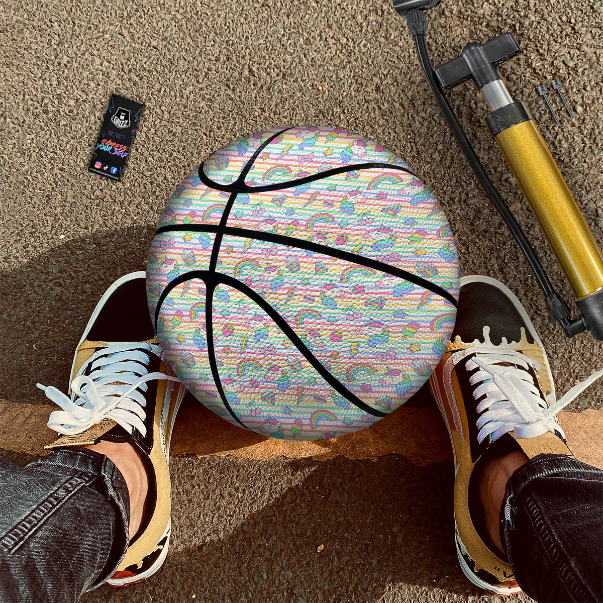 Unicorn Cute Rainbow Print Pattern Basketball-grizzshop