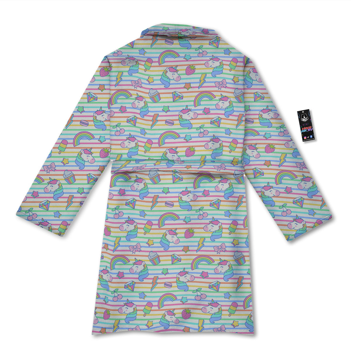 Unicorn Cute Rainbow Print Pattern Bathrobe-grizzshop