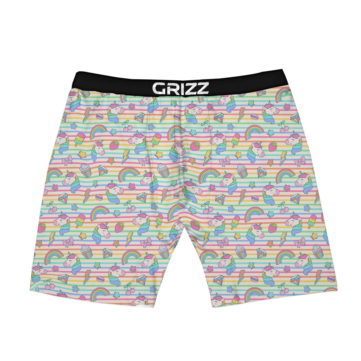 Unicorn Cute Rainbow Print Pattern Boxer Briefs-grizzshop