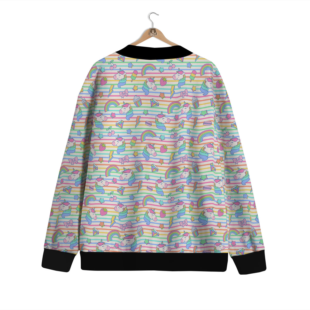 Unicorn Cute Rainbow Print Pattern Cardigan-grizzshop