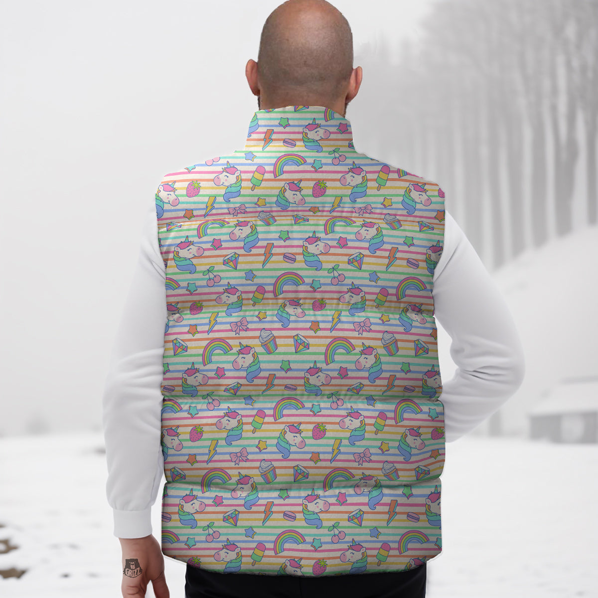Unicorn Cute Rainbow Print Pattern Down Vest