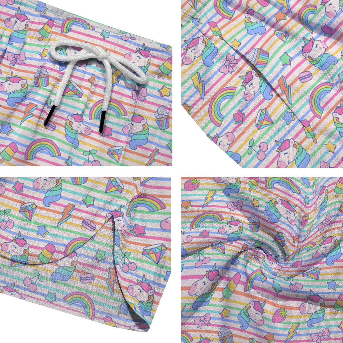 Unicorn Cute Rainbow Print Pattern Men's Running Shorts-grizzshop