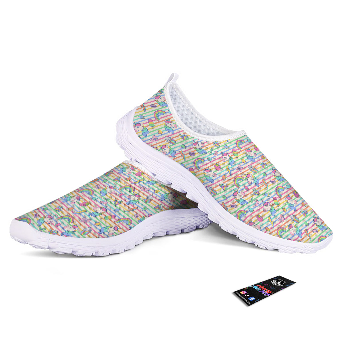 Unicorn Cute Rainbow Print Pattern Nurse Shoes-grizzshop