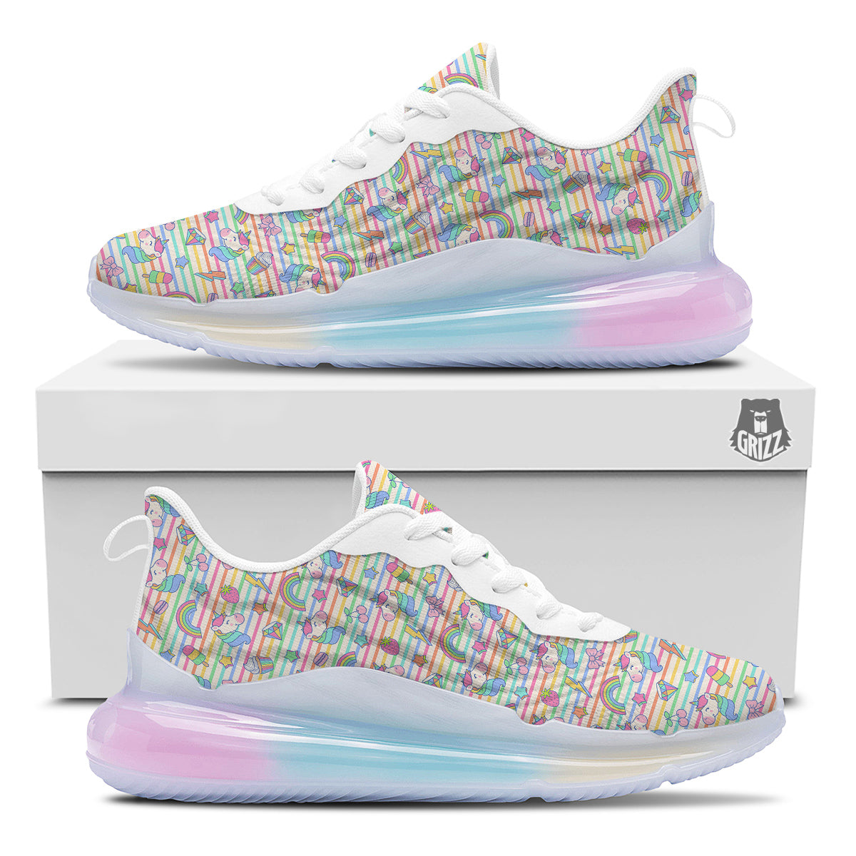 Unicorn Cute Rainbow Print Pattern Running Sneakers-grizzshop