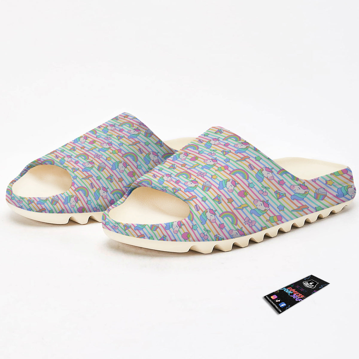 Unicorn Cute Rainbow Print Pattern Sandals-grizzshop