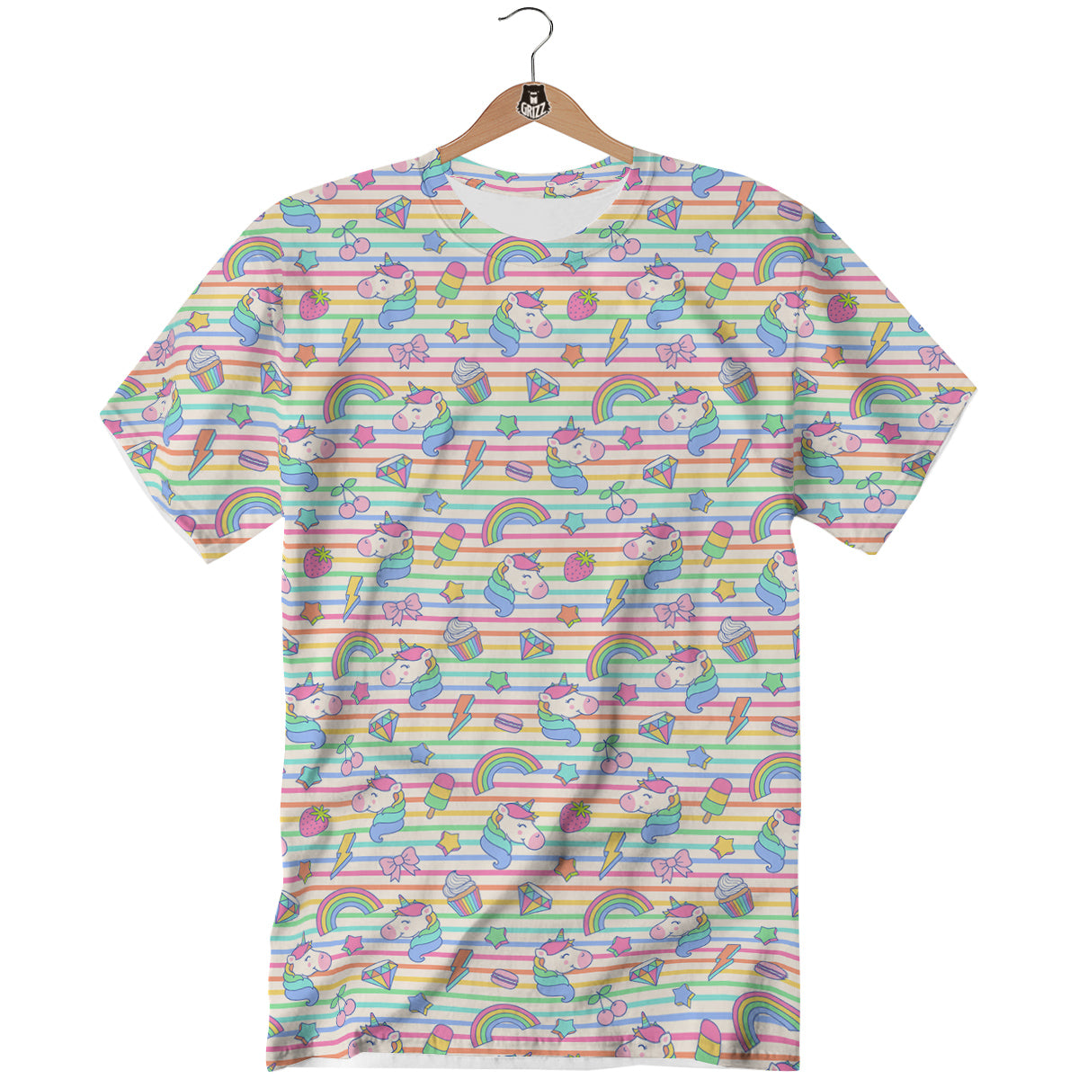 Unicorn Cute Rainbow Print Pattern T-Shirt-grizzshop