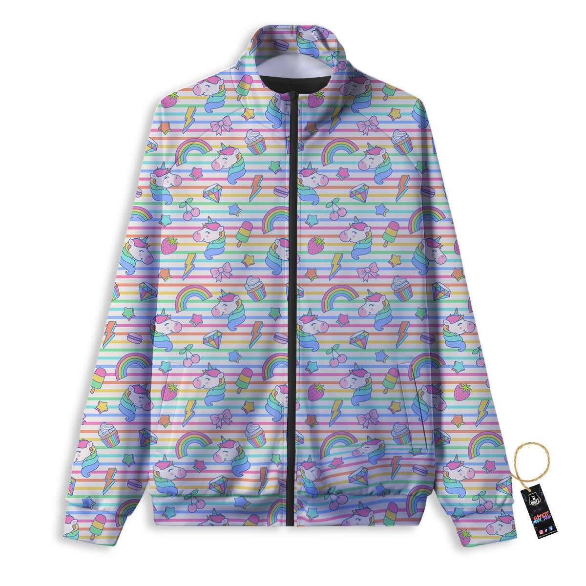 Unicorn Cute Rainbow Print Pattern Track Jacket-grizzshop