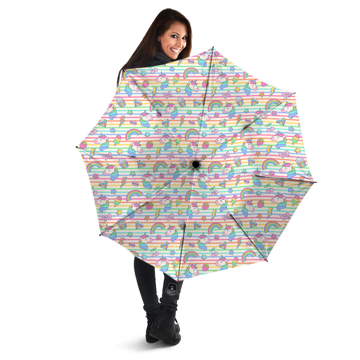 Unicorn Cute Rainbow Print Pattern Umbrella-grizzshop