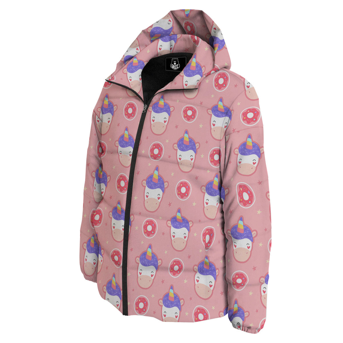 Unicorn Donut Pink Girly Print Pattern Down Jacket-grizzshop