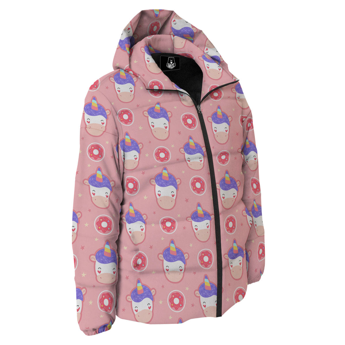 Unicorn Donut Pink Girly Print Pattern Down Jacket-grizzshop