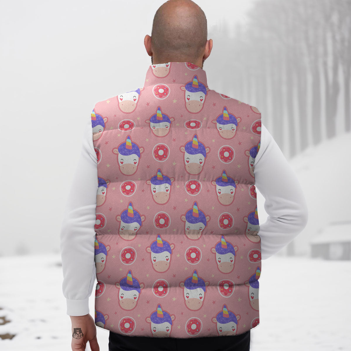 Unicorn Donut Pink Girly Print Pattern Down Vest