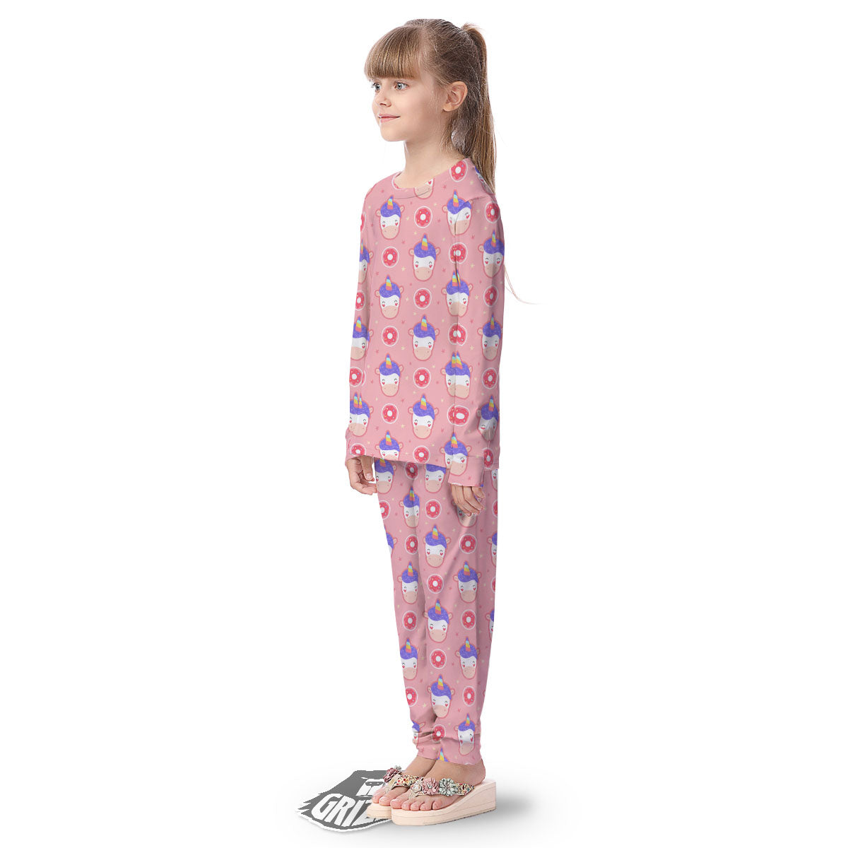 Unicorn Donut Pink Girly Print Pattern Kid's Pajamas-grizzshop