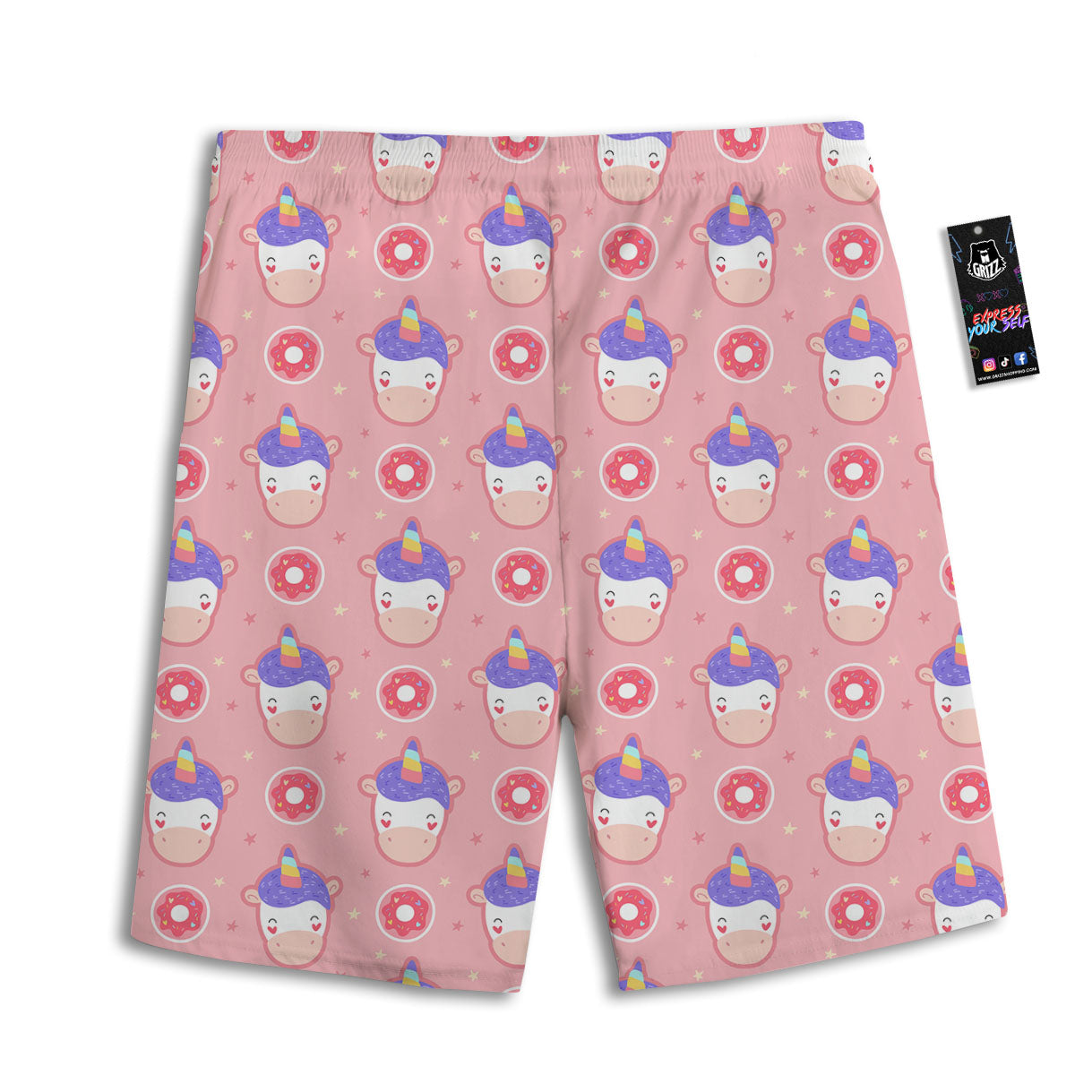 Unicorn Donut Pink Girly Print Pattern Men's Athletic Shorts