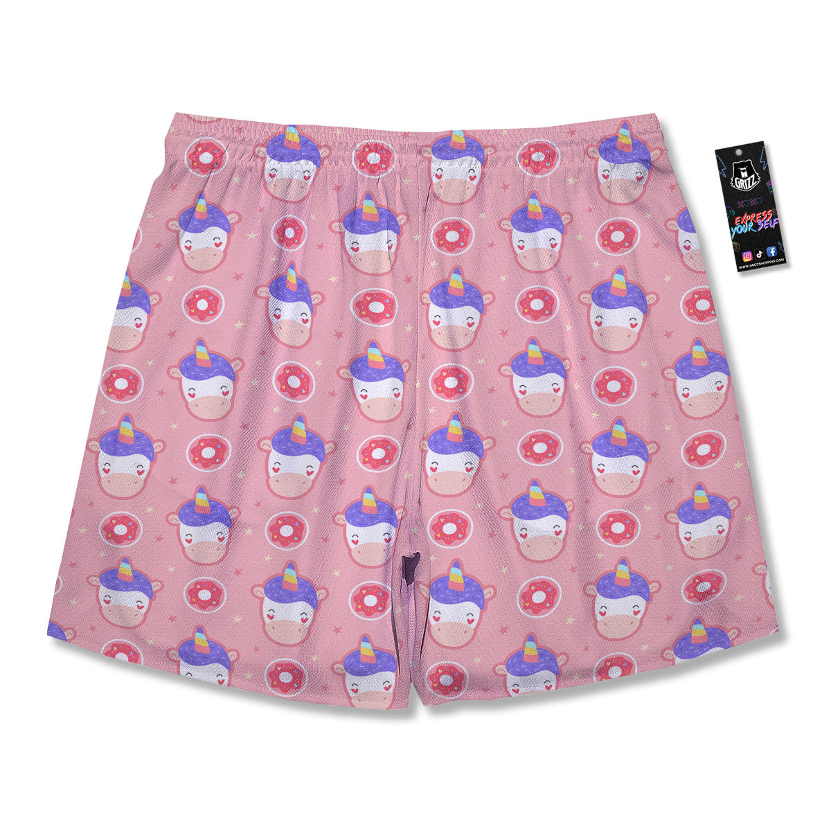 Unicorn Donut Pink Girly Print Pattern Men's Running Shorts-grizzshop