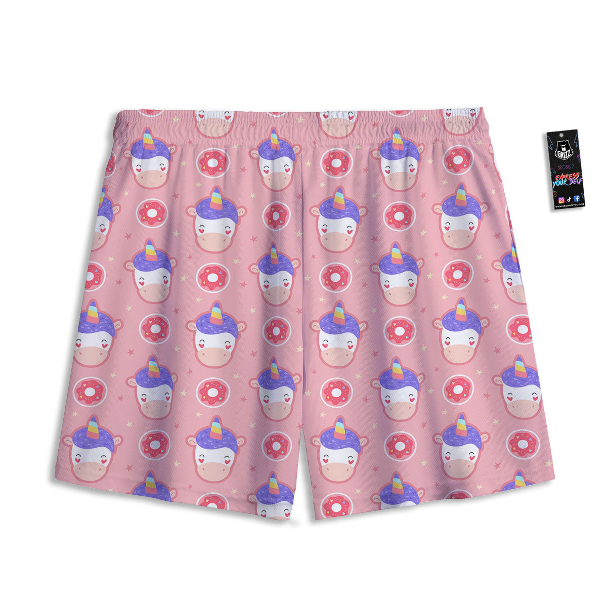 Unicorn Donut Pink Girly Print Pattern Mesh Shorts