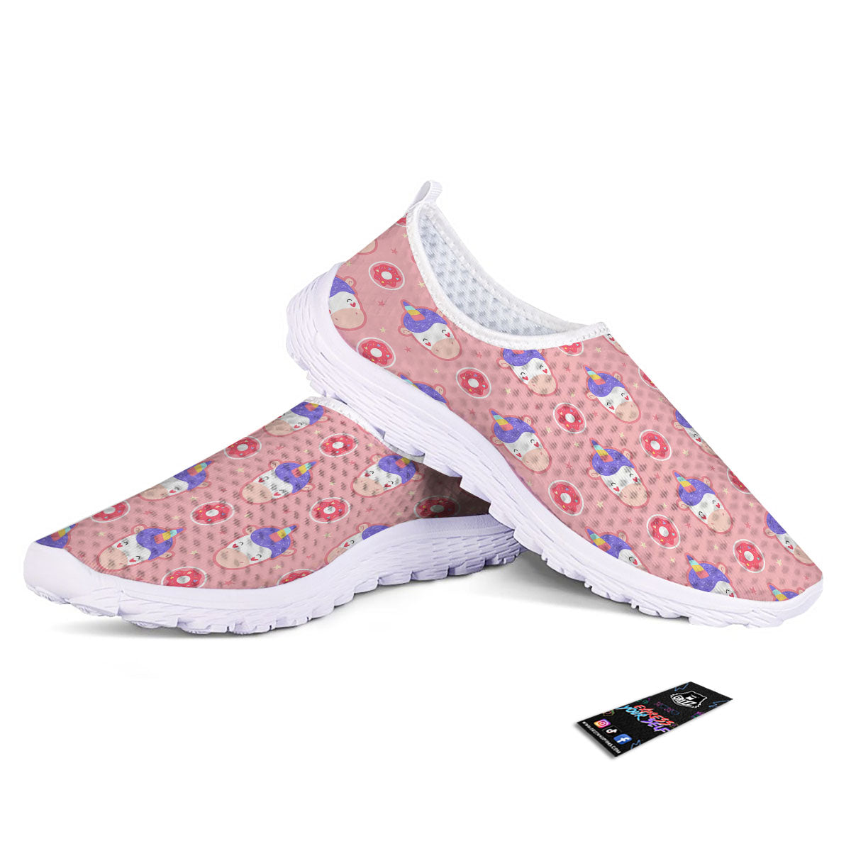 Unicorn Donut Pink Girly Print Pattern Nurse Shoes-grizzshop