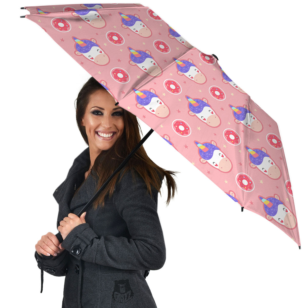 Unicorn Donut Pink Girly Print Pattern Umbrella-grizzshop