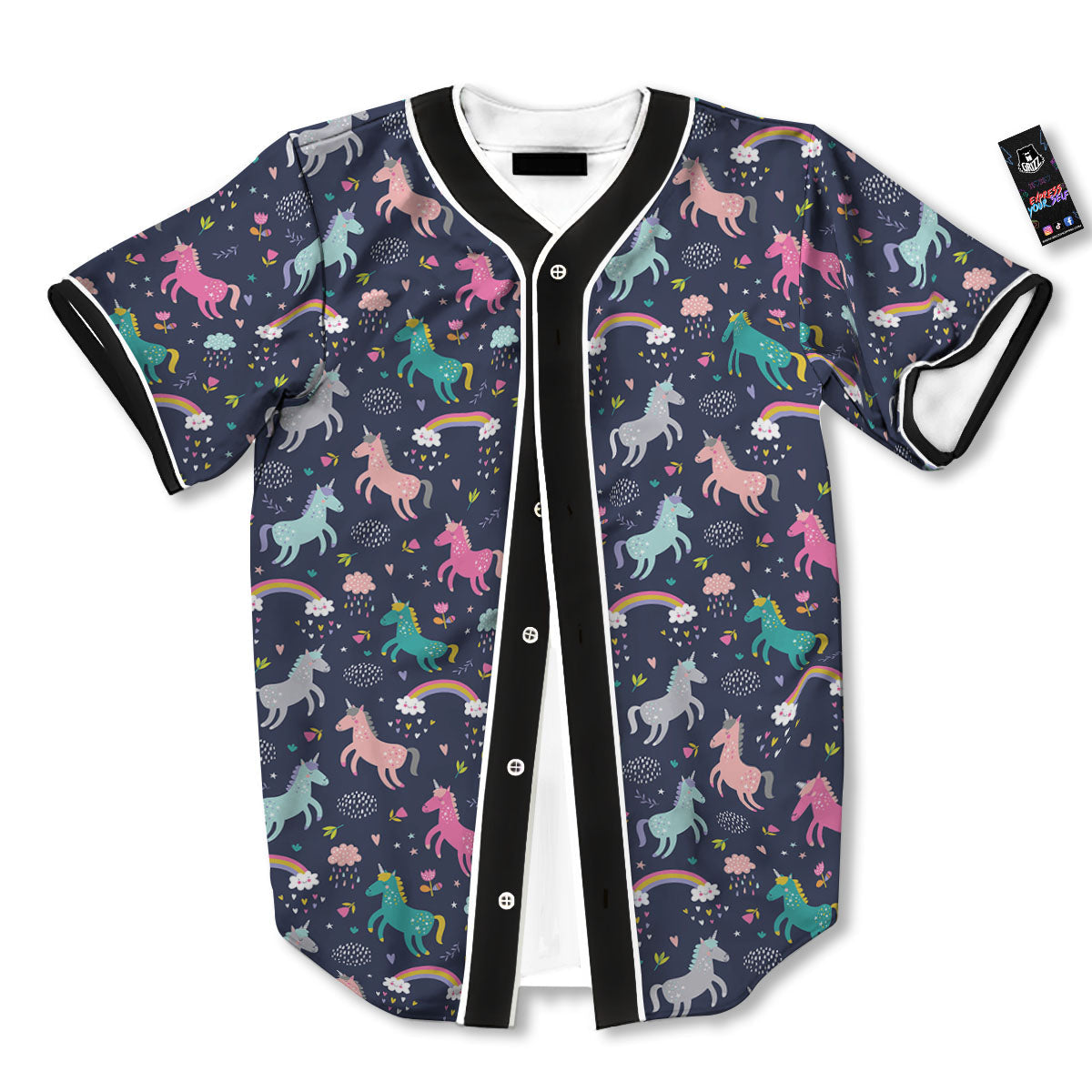 Unicorn Doodle Print Pattern Baseball Jersey-grizzshop