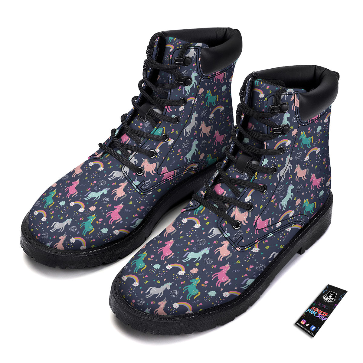 Unicorn Doodle Print Pattern Boots-grizzshop