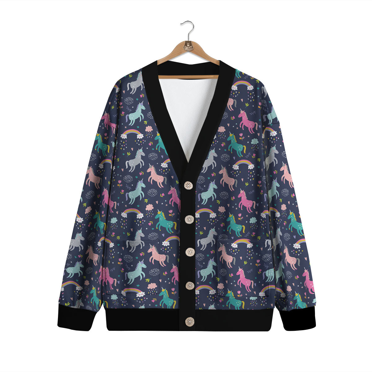 Unicorn Doodle Print Pattern Cardigan-grizzshop