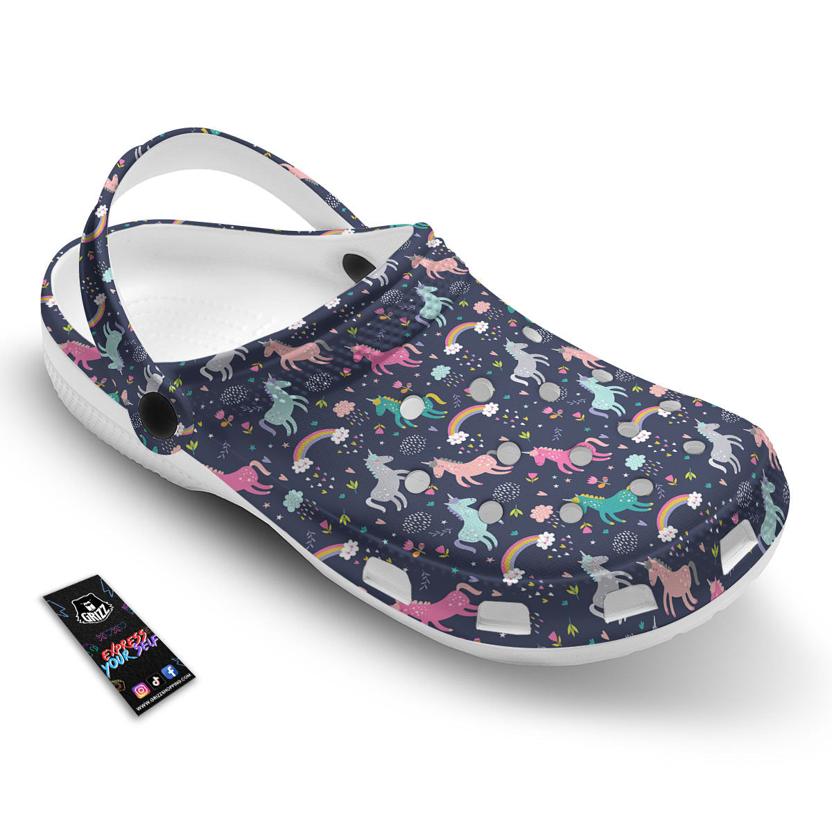 Unicorn Doodle Print Pattern Clog-grizzshop