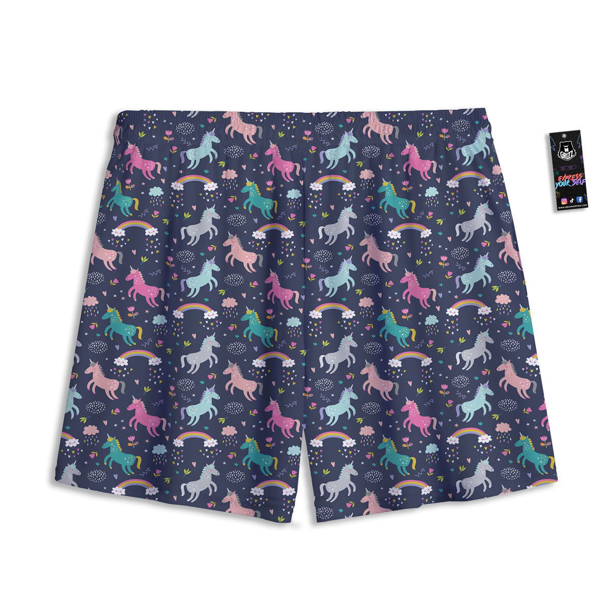 Unicorn Doodle Print Pattern Mesh Shorts-grizzshop