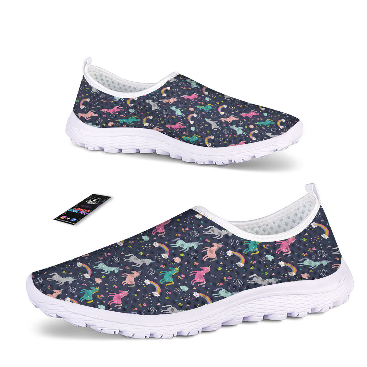 Unicorn Doodle Print Pattern Nurse Shoes-grizzshop
