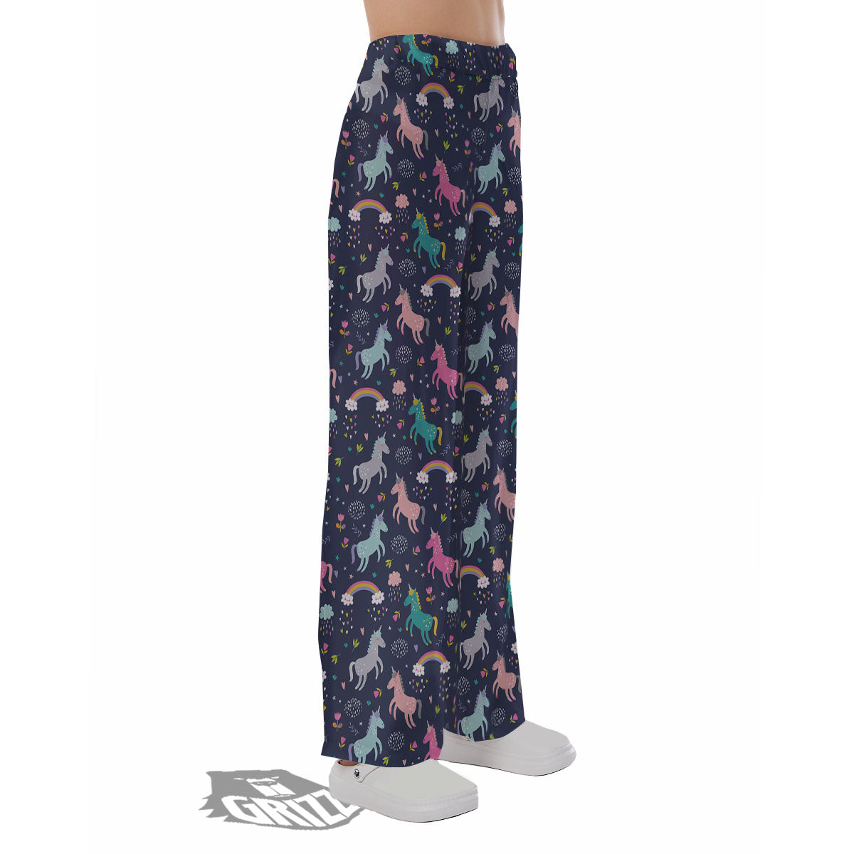 Unicorn Doodle Print Pattern Pajama Pants-grizzshop